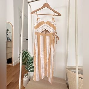 EXPRESS - muted yellow stripe dress with side bow tie SIZE US 0